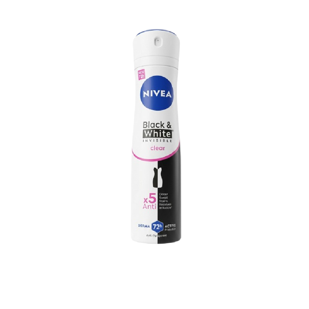 NIVEA DEODORANT BLACK & WHITE INVISIBLE CLEAR 150 ML Default Title - MamasJan Grocery Nonfood