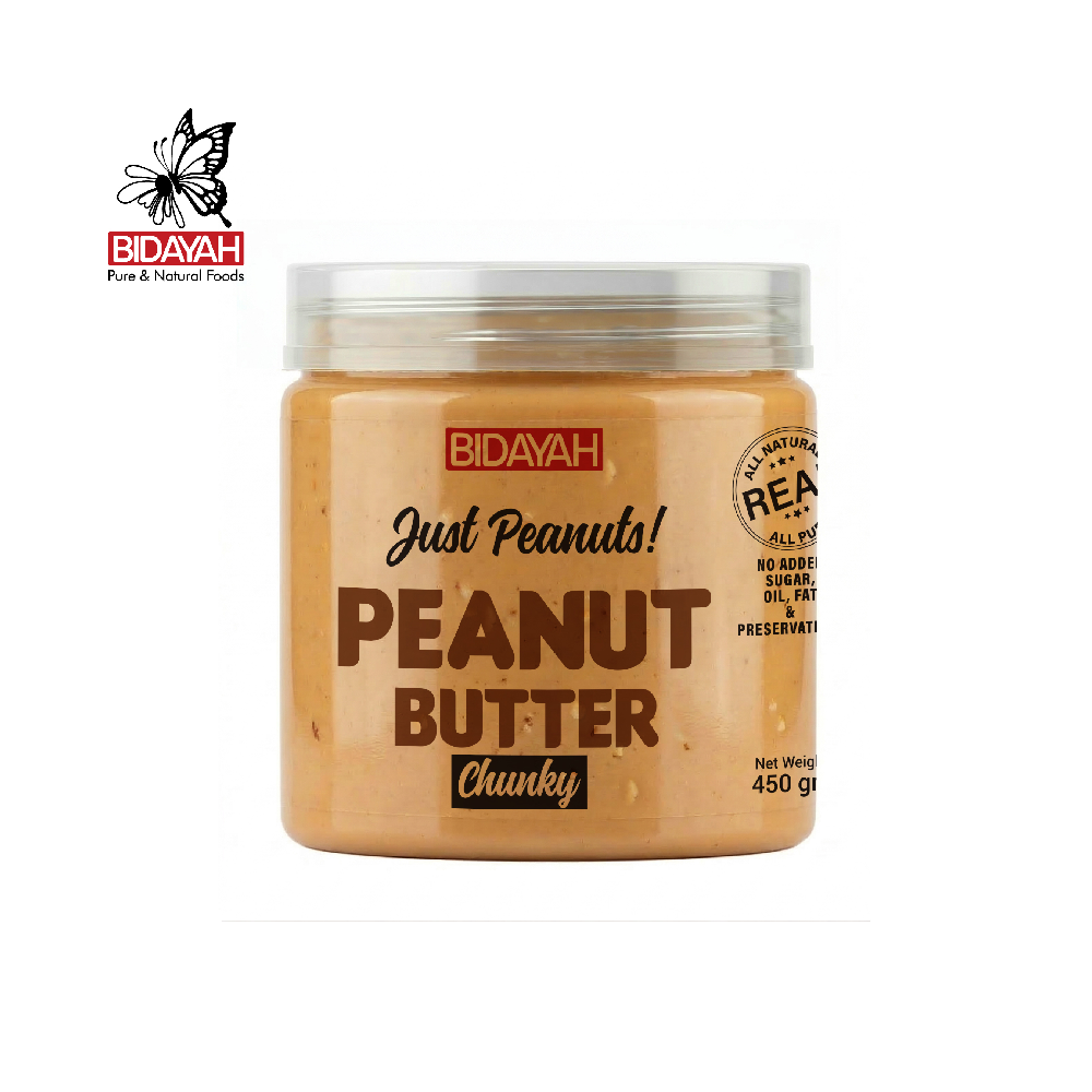 BIDAYAH PURE & NATURAL CHUNKY PEANUT BUTTER ZERO ADDITIVES 450 GM Default Title - MamasJan GroceryFoods