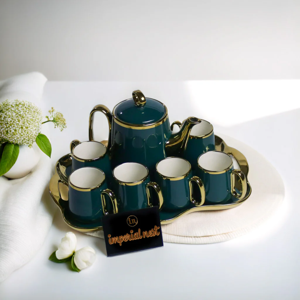 COFFEE SET 9PC CERAMIC BYD3-4 GREEN Default Title - MamasJan Crockery