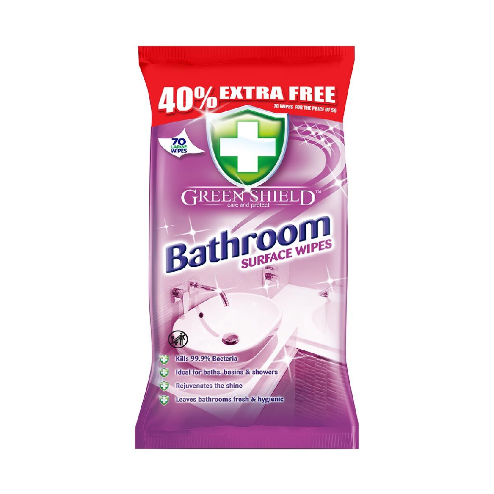 GREEN SHIELD WIPES BATHROOM SURFACE 70PC Default Title - MamasJan Grocery Nonfood