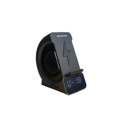 Wireless Charger FM Clock Radio Bluetooth Speaker - iHip SAM02 Black - MamasJan Microphones & Speakers