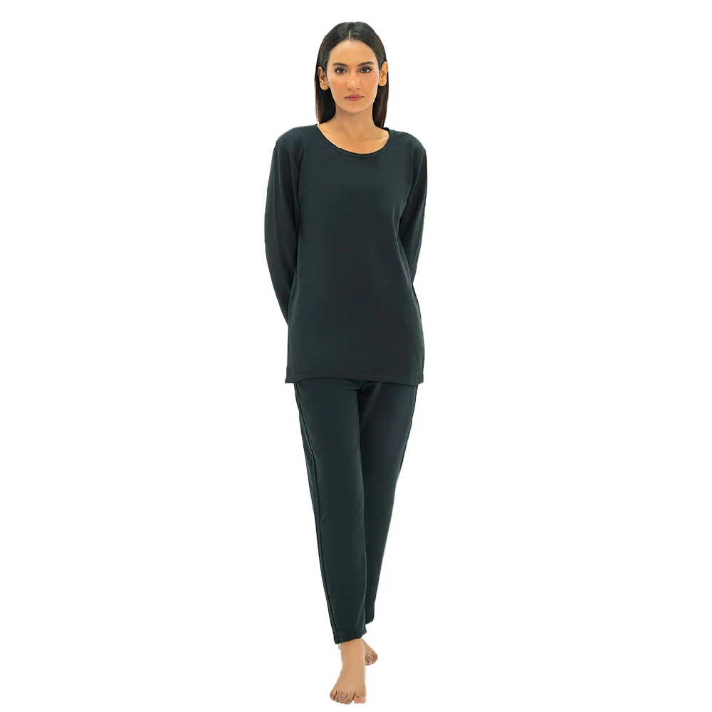 BELLEZA WINTER PAJAMA SUIT PJW004 BLACK TERY / XL - MamasJan Lingerie