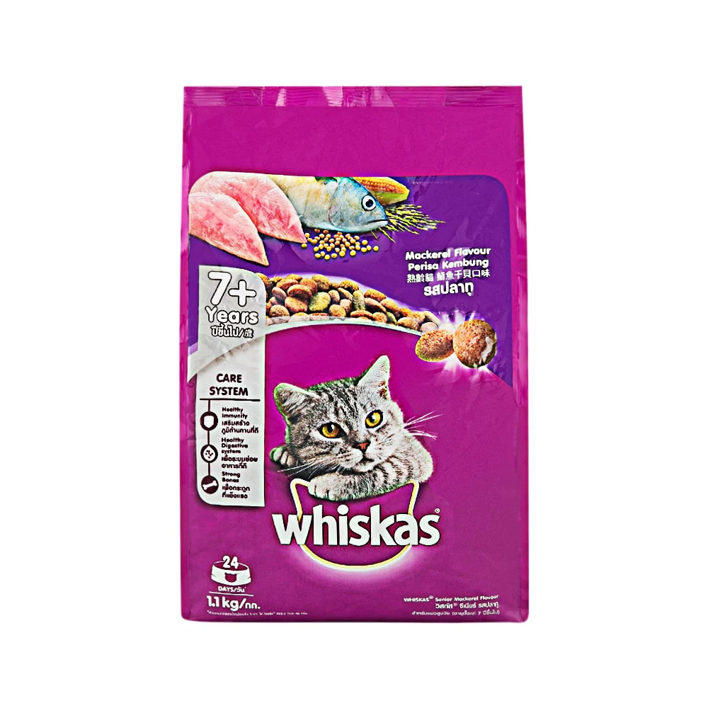 WHISKAS CAT FOOOD 7+ YEAR MACKEREL 1.1 KG Default Title - MamasJan Grocery Nonfood