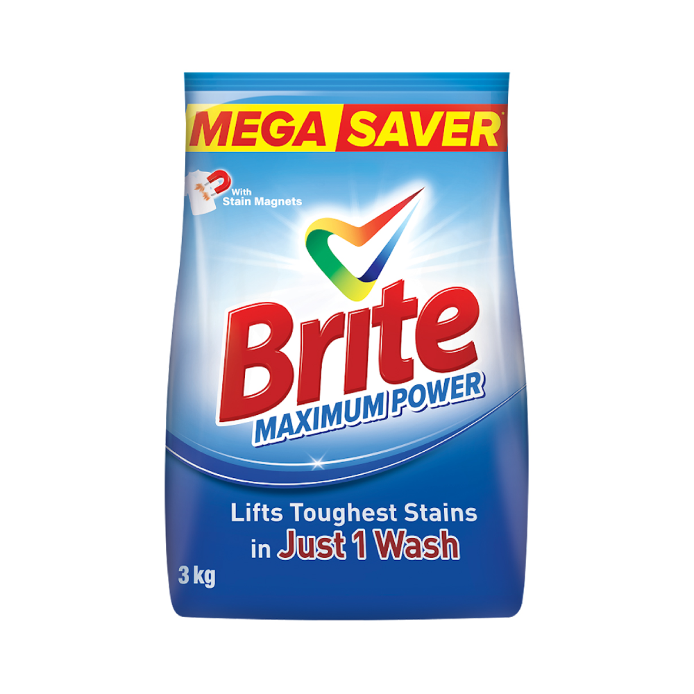 BRITE WASHING POWDER MAXIMUM POWER 3KG Default Title - MamasJan Grocery Nonfood