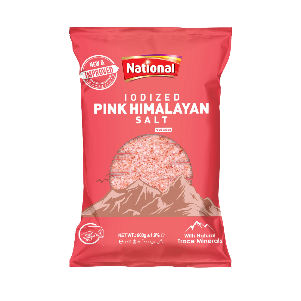 NATIONAL IODIZED PINK HIMALAYAN SALT 800 GM POUCH Default Title - MamasJan Grocery