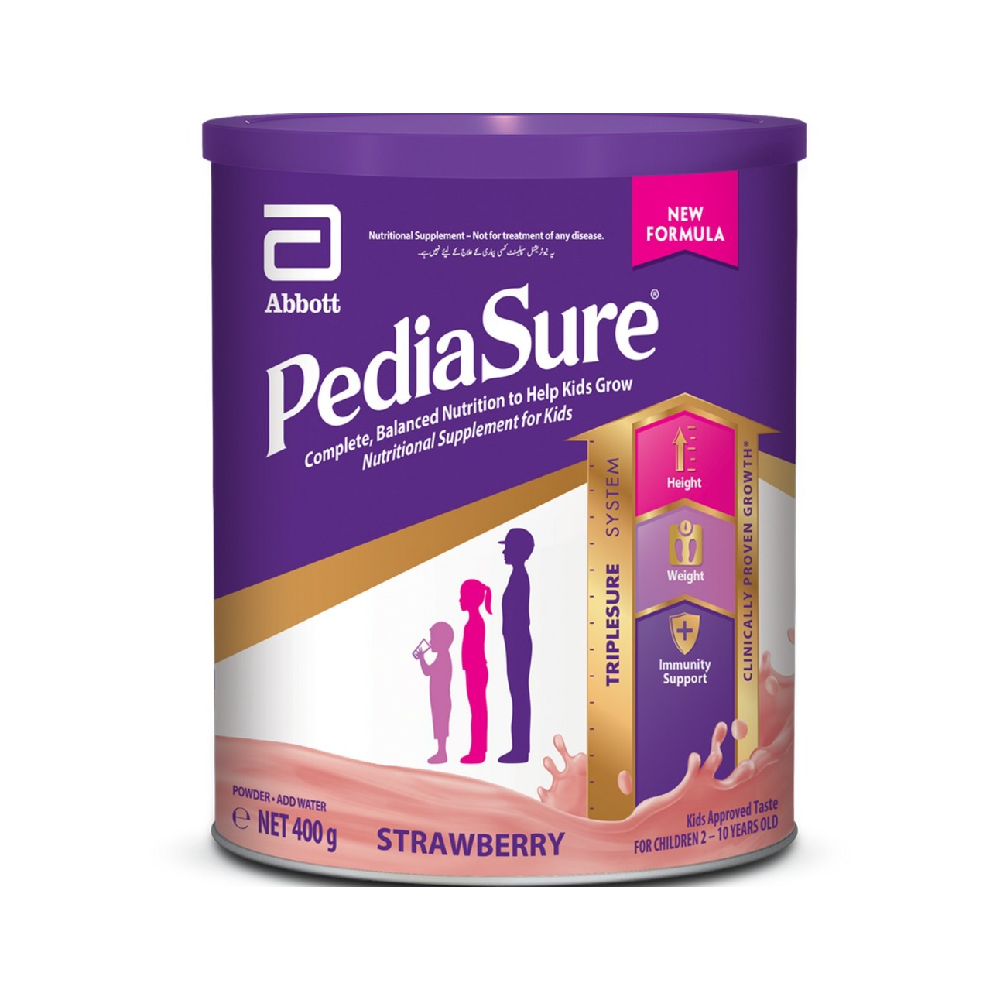 PEDIASURE NUTRITIONAL SUPPLEMENT POWDER FOR KIDS STRAWBERRY TIN 400 GM Default Title - MamasJan Grocery