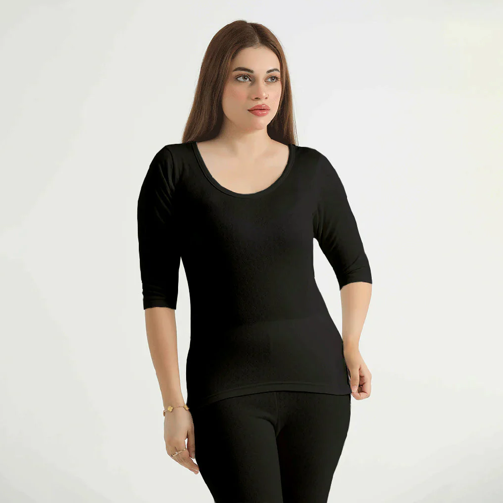 Belleza Lingerie Thermal Sleeve Shirt-Black Default Title - MamasJan General