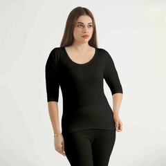 Belleza Lingerie Thermal Sleeve Shirt-Black Default Title - MamasJan General