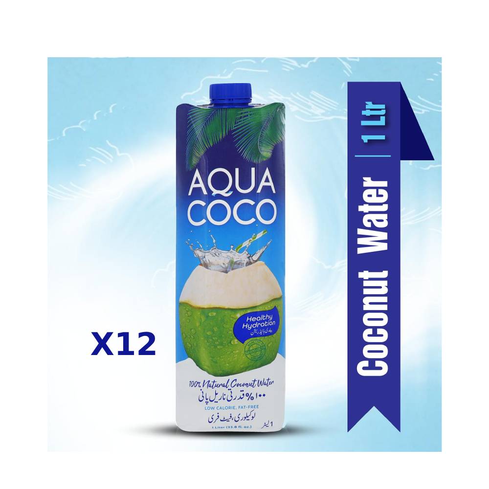 AQUA COCO NATURAL COCONUT WATER 1 LTR- CARTON Default Title - MamasJan Grocery