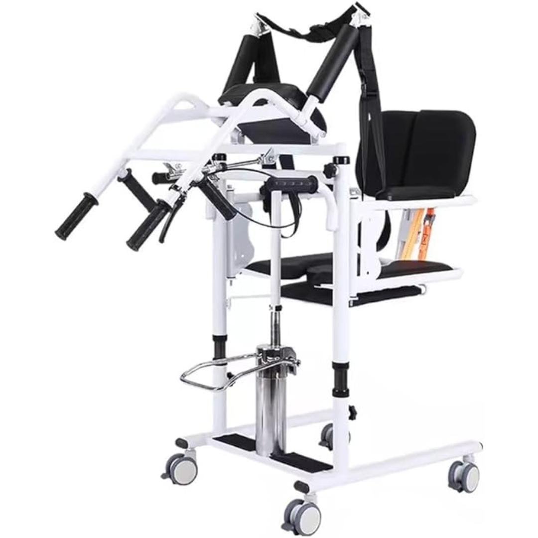 Hydraulic Patient Lift Transfer Chair Height Adjustable Sit To Stand Wheelchair With Soft Back And Seat 300Lb Capacity - The Healthcare Shop Pakistan