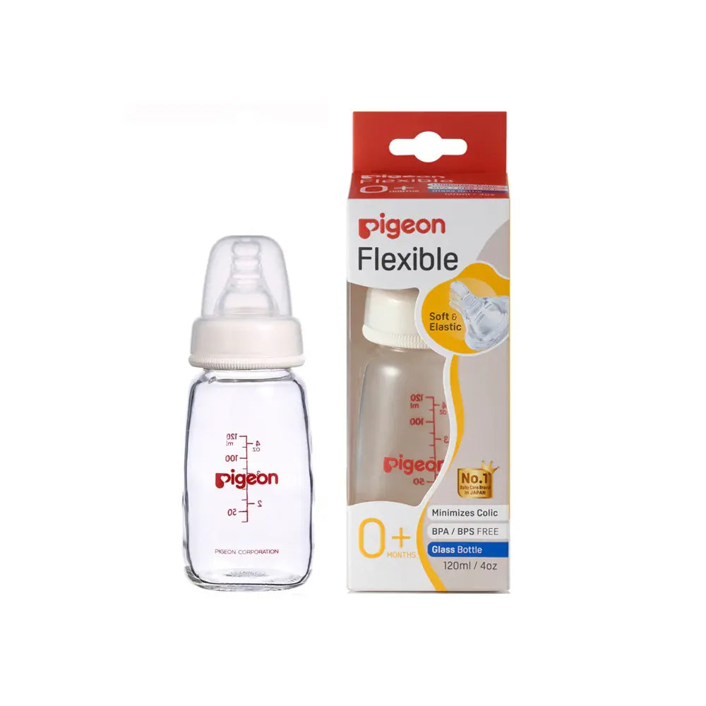 PIGEON BABY FEEDING BOTTLE GLASS 0M+120 ML 79217 Default Title - MamasJan Grocery Nonfood