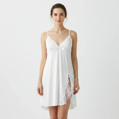 SARI NIGHTY SINGLE MIDI W/GOWN LNG5-4356 White / M - MamasJan Lingerie
