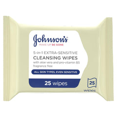 Johnson S Facial Wipes Make Up Be Gone 5 In 1 Extra Sensitive 25 Wipes