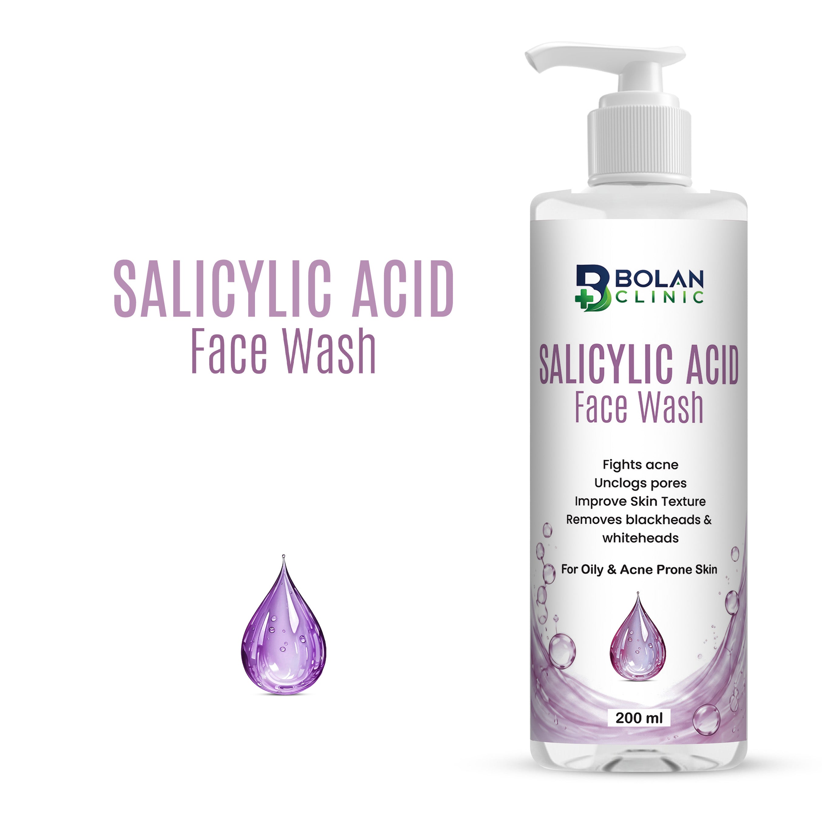 Salicylic Acid Face Wash - Fight acne, To Remove Blachead & Whiteheads