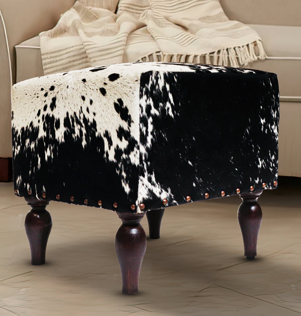 Natural Cowhide Ottoman Stool Default Title - MamasJan Furniture
