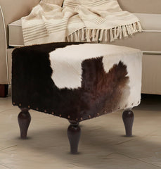 Natural Cowhide Ottoman Stool Default Title - MamasJan Furniture