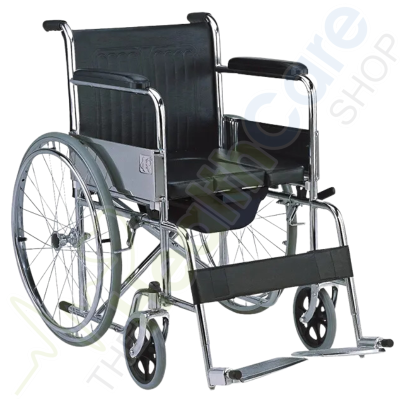 Commode Wheelchair 608 Foldable Comfortable Mobility Aid - The Healthcare Shop Pakistan
