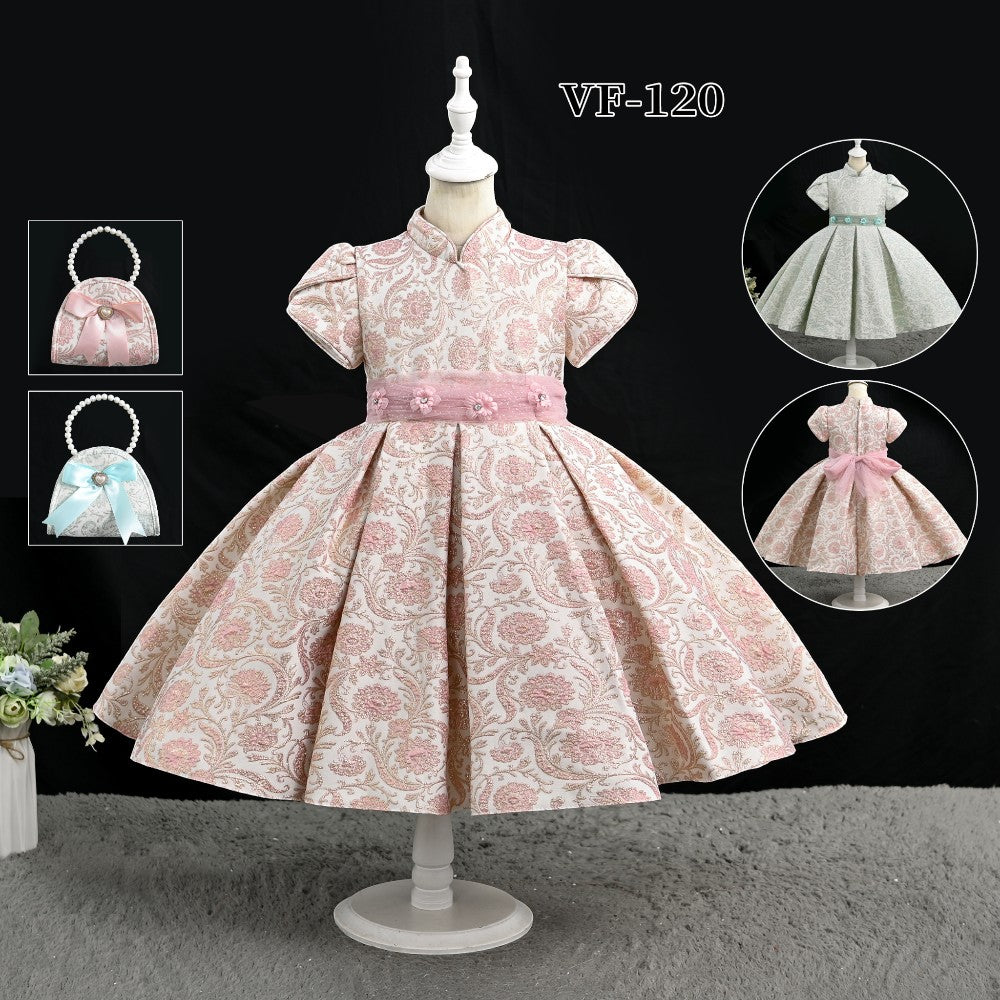 GIRLS CAP SLV FANCY FROCK W-PURSE SEA-GRN IR-25 5-6YEAR VF12 9-10 Year - MamasJan KidsWear