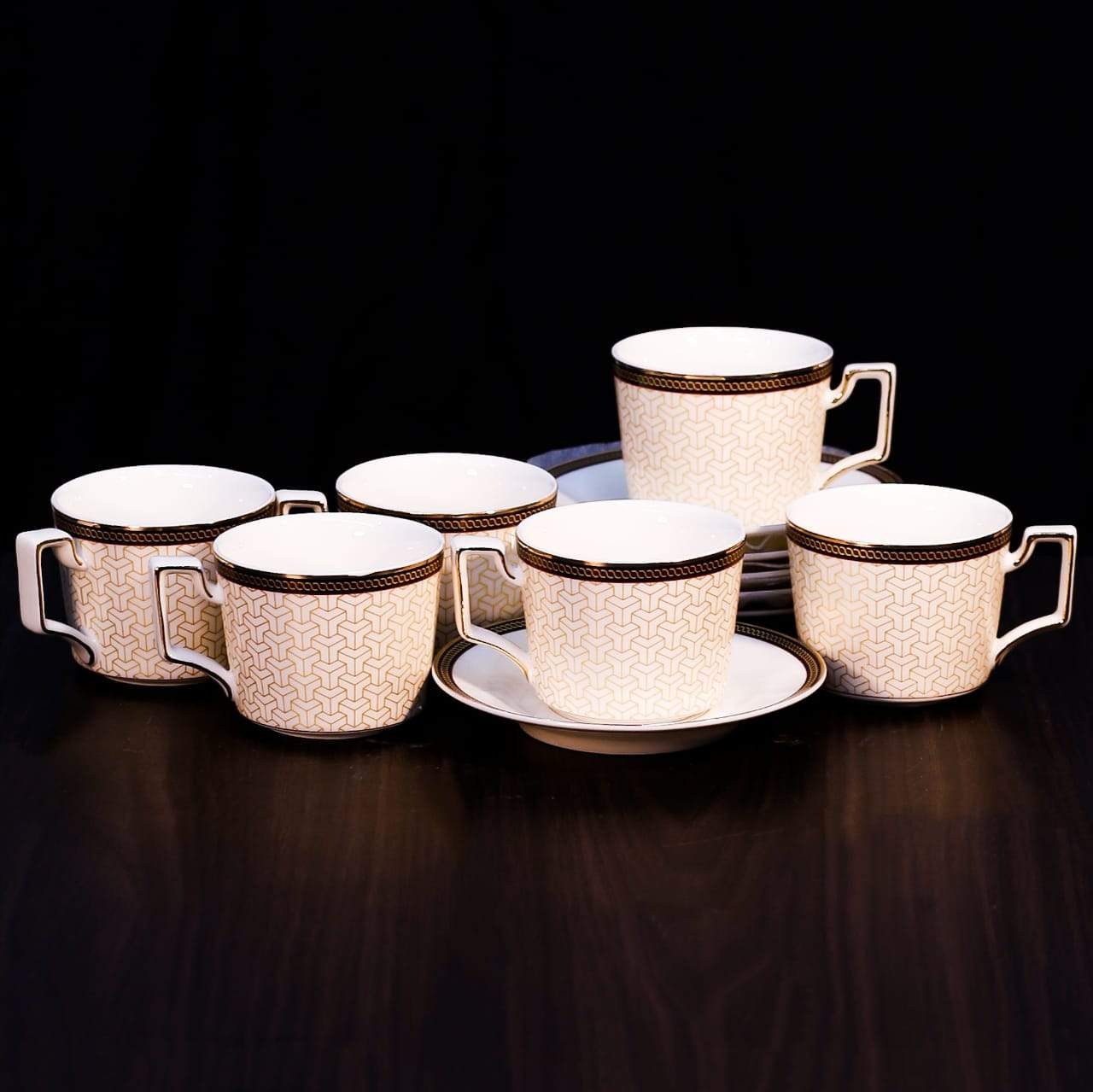 CUP & SAUCER SET ROYAL BISTRO 12PC 12-WJ-201W BASIC Default Title - MamasJan Crockery