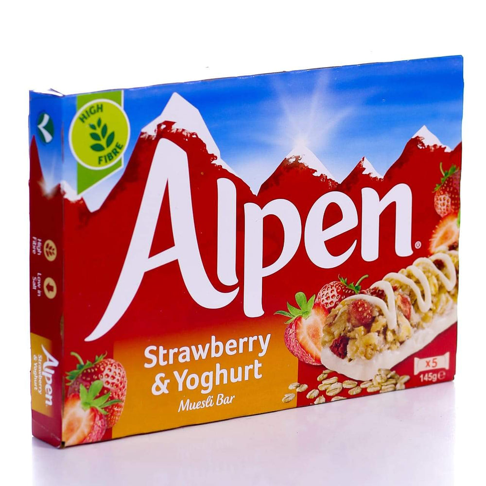 ALPEN CEREAL BARS STRAWBERRY AND YOGURT 5PC 145 GM Default Title - MamasJan Grocery