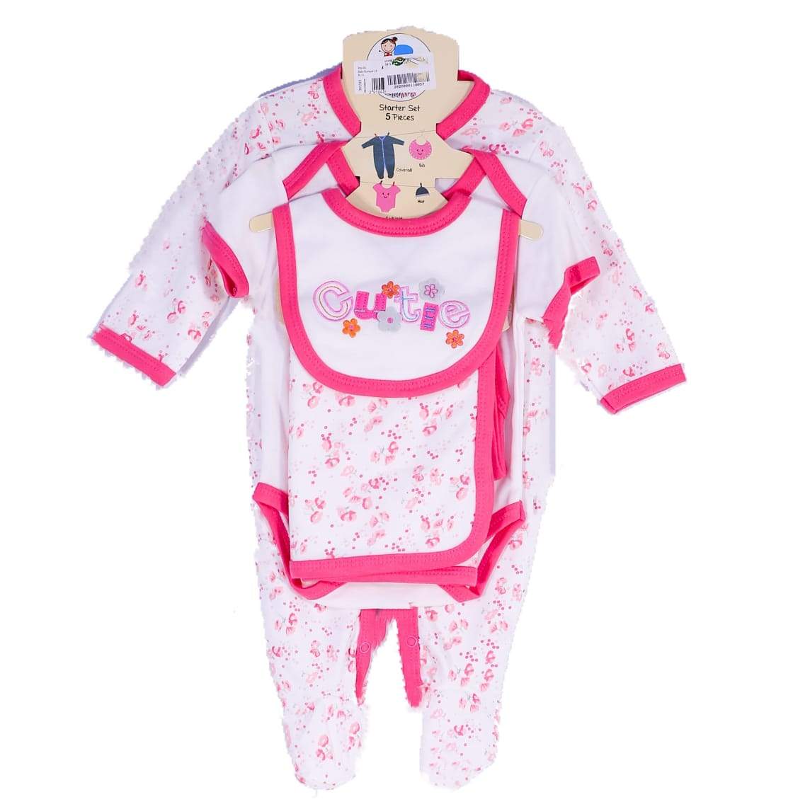 GIRLS L/S ROMPER 5PC SET 0-3 MONTHS R-01 MW-20 Default Title - MamasJan KidsWear