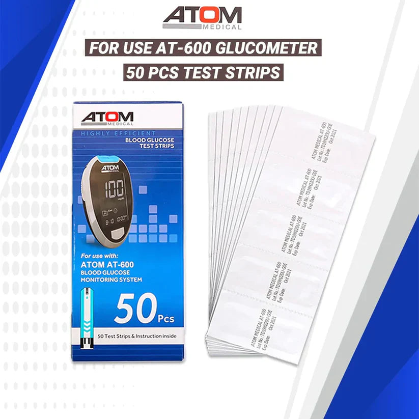 Atom Glucometer Sugar Test Strips At 600 - The Healthcare Shop Pakistan