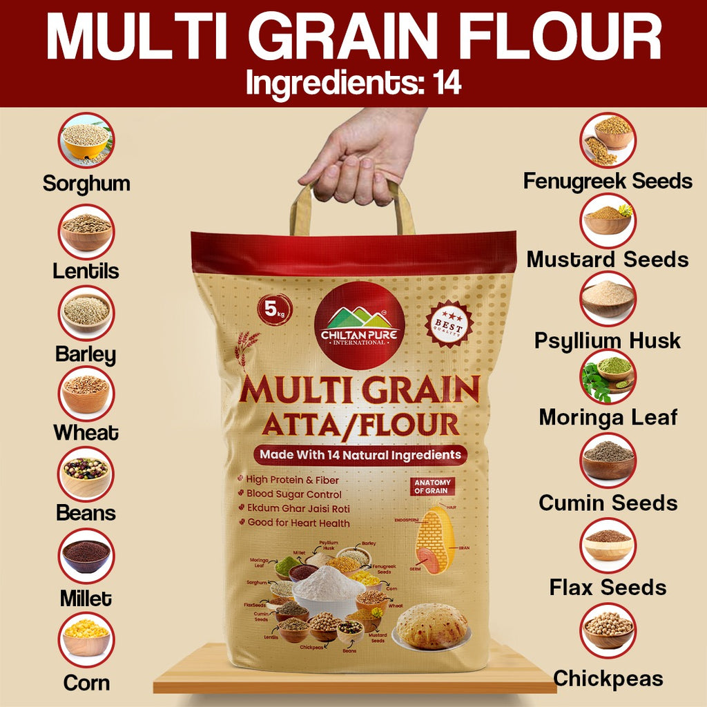 Atta Composition Multi Grain Atta / Flour - Made with 14 Natural Ingredients - Mamasjan
