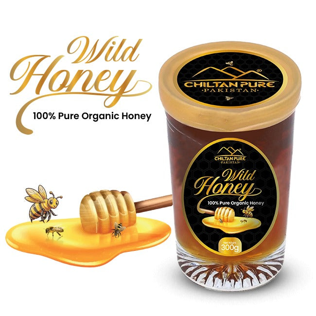 Wild Honey - Pure Honey , Real Sweetness in Every Drop (New Crystal - Clear Glass Packaging)