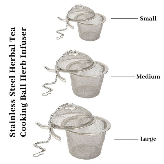 Stainless Steel Herbal Tea / Green Tea Infuser Cooking Ball Herb Infuser with Chain Big Diameter 4-6 cm