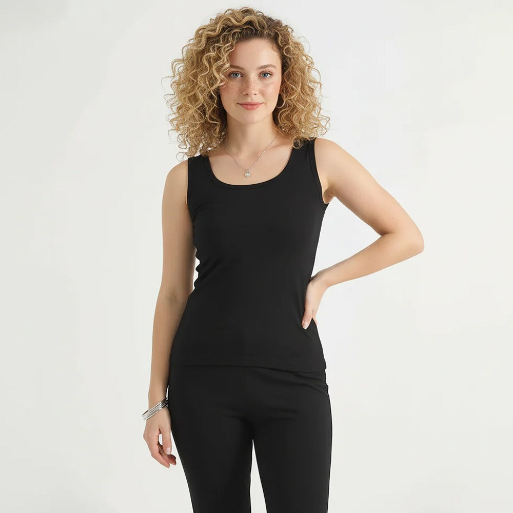 Belleza Lingerie Thermal Sleeve Less Shirt - Black Black / XL - MamasJan Lingerie