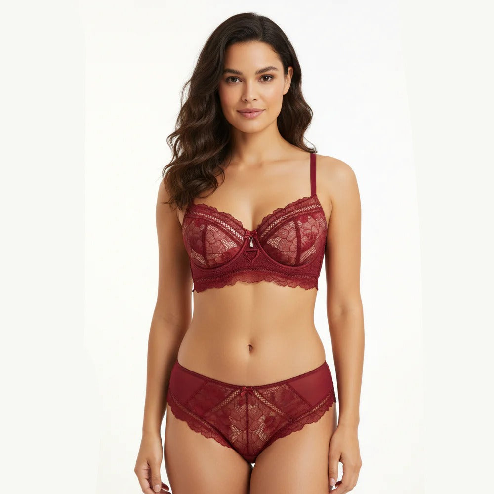 Victoria-Secret-T135-Bra-Set-Burgundy BURGUNDY / 34-C - MamasJan Lingerie