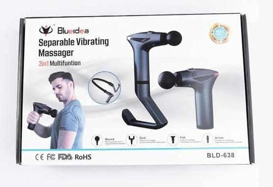 Blueidea Bld 638 3 In 1 Separable Vibrating Massage Gun With Detachable Long Handle And 4 Pro Heads For Full Body Deep Tissue Pain Relief - The Healthcare Shop Pakistan
