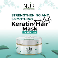 Nur Keratin Hair Mask for Oily Hair – Repair Treatment for Damaged Hair, Rehydrates dry, frizzy & Chemically treated hair