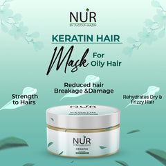 Nur Keratin Hair Mask for Oily Hair – Repair Treatment for Damaged Hair, Rehydrates dry, frizzy & Chemically treated hair