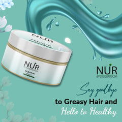 Nur Keratin Hair Mask for Oily Hair – Repair Treatment for Damaged Hair, Rehydrates dry, frizzy & Chemically treated hair