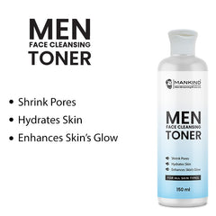 Men Face Cleansing Toner – Hydrates Skin, Shrink Pores, Soothes Irritation, Makes Skin Glowy & Improves Skin’s Elasticity 150ml