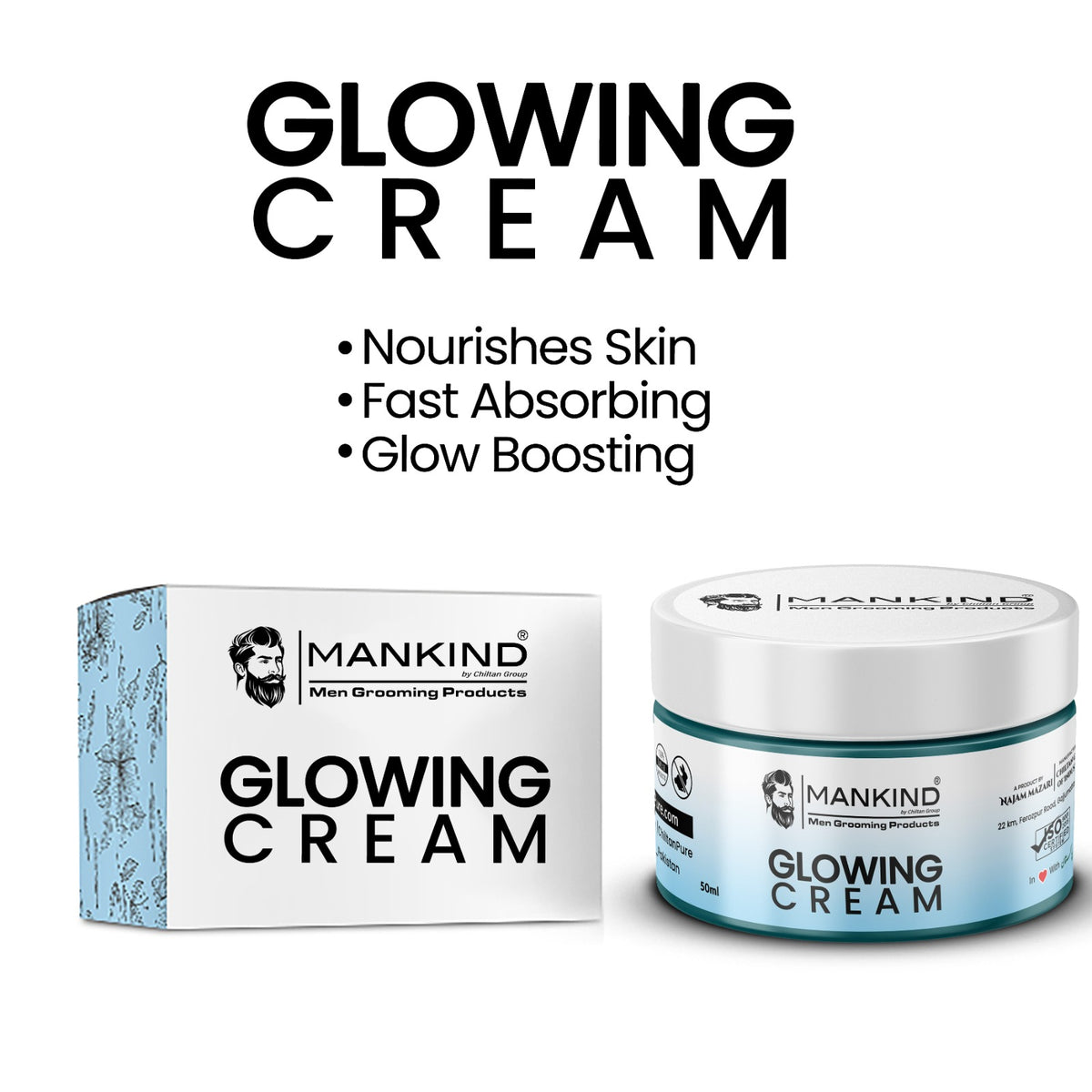 Men Glowing Cream – Light Weight Formula, Hydrates Skin, Fast Absorbing, Provides Glow to Skin & Restores Skin’s Elasticity 50ml