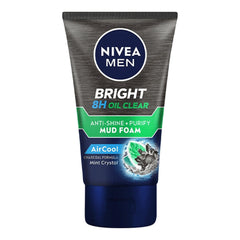 Nivea Face Wash Scrub Men Bright 8H Oil Clear Mud Foam 100Ml
