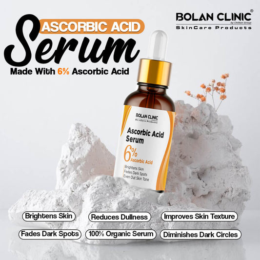 Ascorbic Acid Serum - Made with 6% Ascorbic Acid, Brightens Skin, Fades Dark Spots, Reduces Dullness & Improves Skin Texture