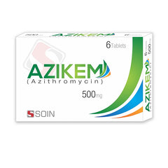 Azikem Tablets 250mg (1 Box = 1 Strip)(1 Strip = 6 Tablets)
