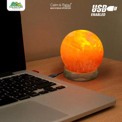 Ball Shape USB Salt Lamp with Multicolored LED Bulb - ChiltanPure