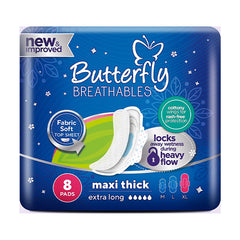 Butterfly Maxi Thick Night Cottony Sanitary Pads Extra Long 8Pcs