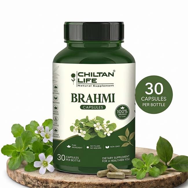 Brahmi Capsule 100% Natural Brahmi Tablets 30 Per Bottle - ChiltanPure