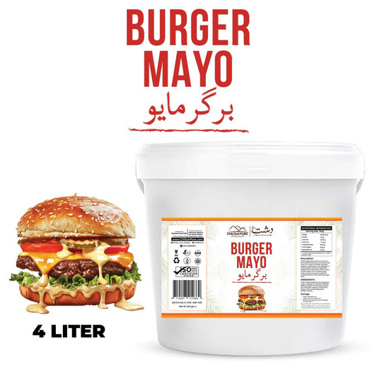 Burger Mayo 4 Liter / Burger Mayonnaise Institutional Bulk For HORECA Family, Hotels, Restaurants, Catering, Cafes