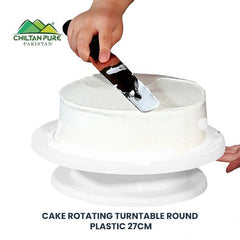 Cake Rotating Turntable Round Plastic 27CM / 27CM پلاسٹک کیک روٹیٹنگ ٹرن ٹیبل - ChiltanPure