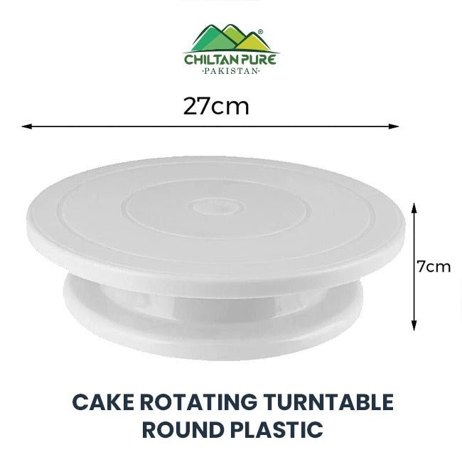 Cake Rotating Turntable Round Plastic 27CM / 27CM پلاسٹک کیک روٹیٹنگ ٹرن ٹیبل - ChiltanPure