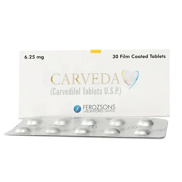 Carveda Tablets 6.25mg (1 Strip = 10 Tablets)