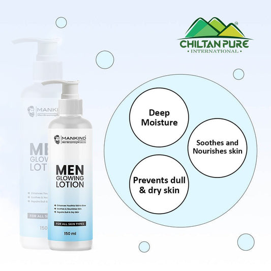 Men Glowing Lotion – Soothes & Nourishes Skin, Boosts Skin Elasticity, Enhances Youthful Skin’s Glow, Repairs Dull & Dry Skin 150ml
