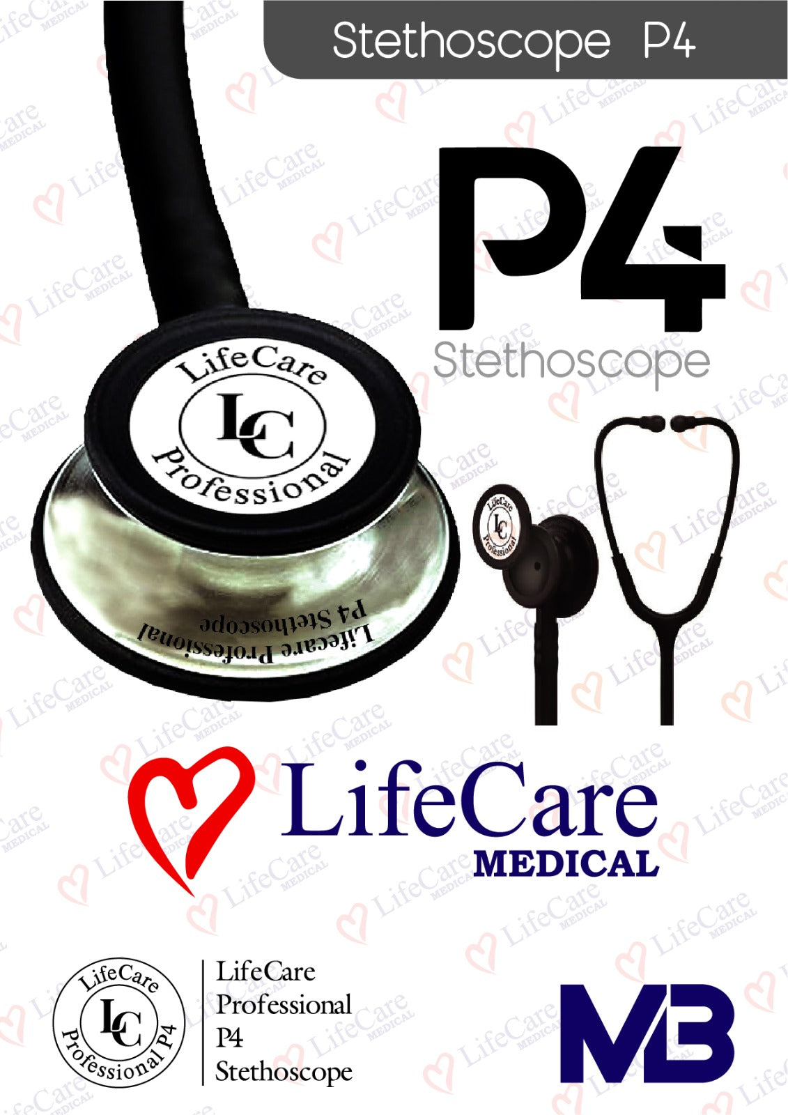Life Care Professional Stethoscope P4 Dual Head Premium Acoustics - The Healthcare Shop Pakistan
