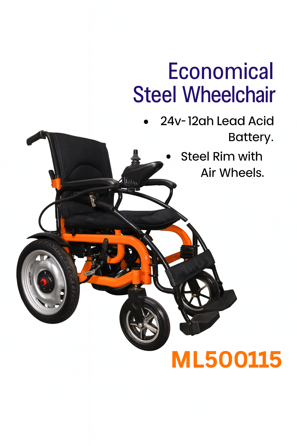 Mediline Ml500115 Economical Steel Electric Wheelchair - The Healthcare Shop Pakistan